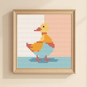 Mini Duck Cross Stitch Pattern: Pastel Colors, Easy Beginner Chart (PDF Download)