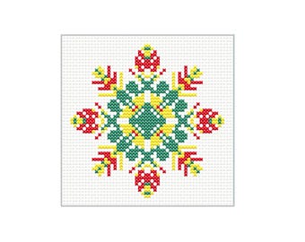 Christmas snowflake cross stitch pattern: PDF Download. DIY gift embroidery chart for beginner. Handmade Christmas ornament x-stitch pattern