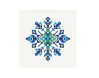 Christmas snowflake cross stitch pattern: PDF Download. DIY gift embroidery chart for beginner. Handmade Christmas ornament x-stitch pattern