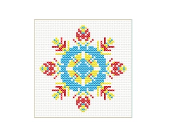 Christmas snowflake cross stitch pattern: PDF Download. DIY gift embroidery chart for beginner. Handmade Christmas ornament x-stitch pattern