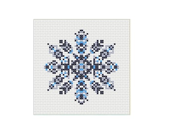 Christmas snowflake cross stitch pattern: PDF Download. DIY gift embroidery chart for beginner. Handmade Christmas ornament x-stitch pattern