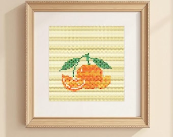 Mini Orange cross stitch pattern. PDF Instant Download. Easy chart for beginners. Small tasty orange stripes Embroidery PDF Digital Download