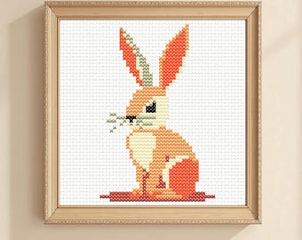 Mini Hase Kreuzstich Stickmuster: Easy Bunny Embroidery 10x10cm