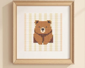 Mini bear cross stitch pattern PDF Instant Download. Wild animal Easy chart for beginners. Cartoon Cute Bear Embroidery PDF Digital Download