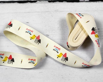 2.60 Euro/meter 1 m cotton ribbon - bird - 25 mm