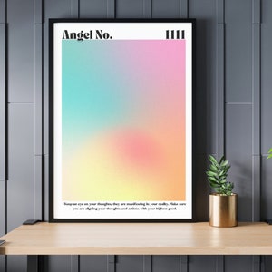Impresión digital del ángel número 1111, arte mural de manifestación, impresión digital del aura, arte inspirador, decoración del hogar con manifestación