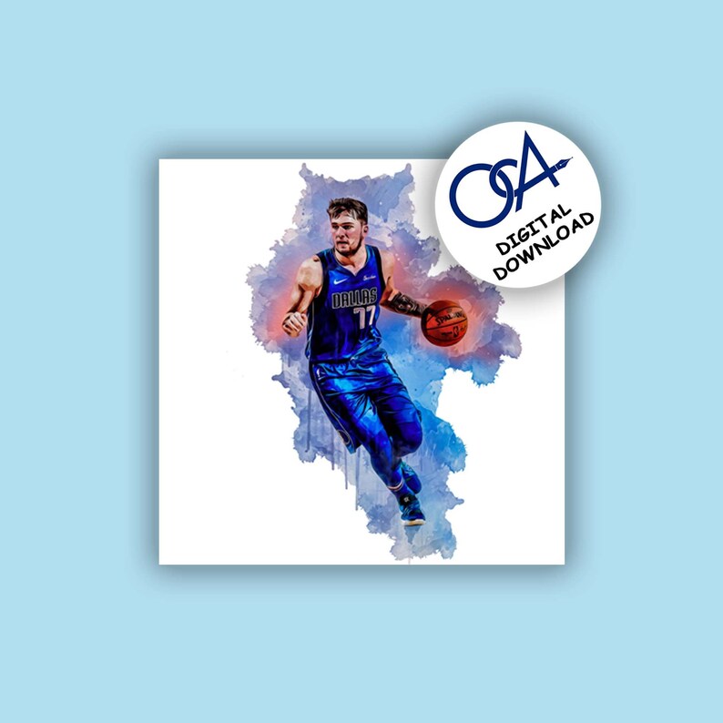 art print handmade printable Luka Doncic watercolor print poster any room wall decor digital download gift home decor
