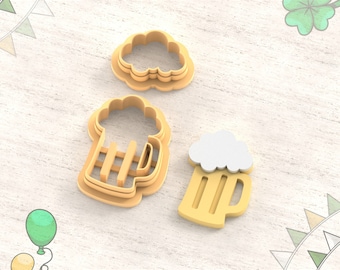 Beer Clay Cutter: St Patrick's Day Earring STL File (5 Sizes)