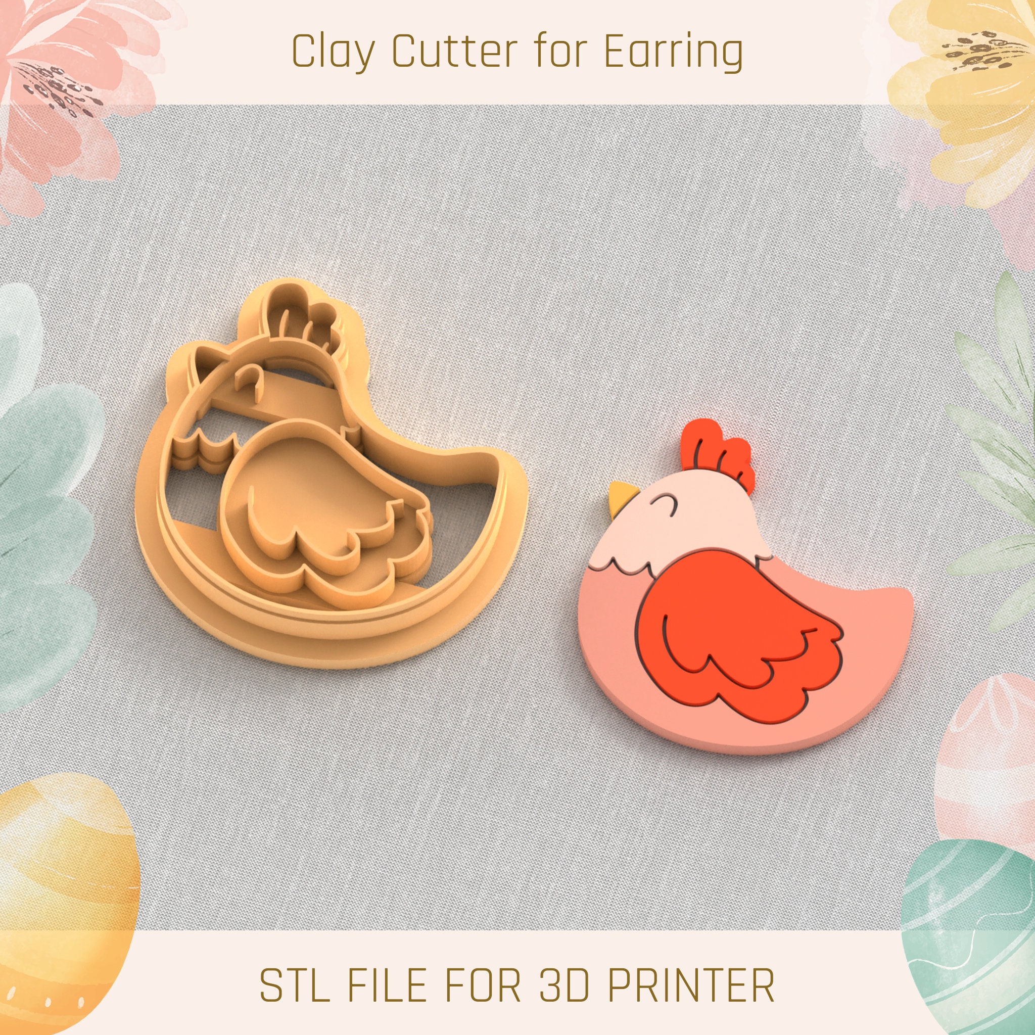 3D file Chicken Easter Polymer Clay Cutters 🐔・3D print design to