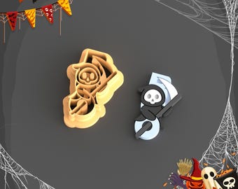 BOO with Death Clay Cutter: Halloween Earring STL File, 5 Sizes (Digital Download)