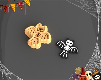 Owl Skeleton Cutter, Halloween Clay Cutter, 5 Sizes, STL Earring, Digital STL File