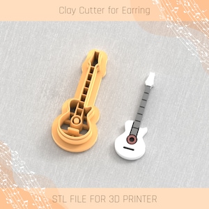 Acoustic Guitar B Clay Cutters, Music Instrument Clay Cutters , 4 Sizes, STL Earring, Digital STL File