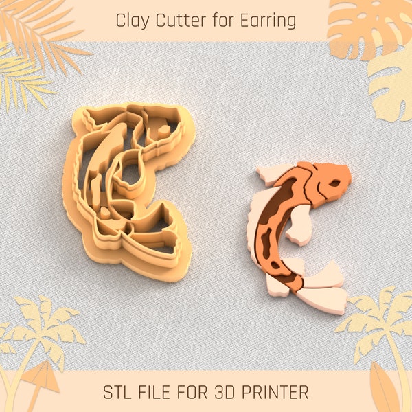 Koi Fish Clay Cutter, Koi Fish Earring, Summer Clay Cutters, 5 Sizes, STL Earring, Digital STL File