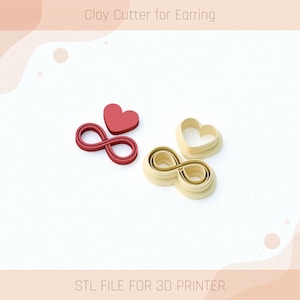 Infinity Heart Clay Cutter, Polymer Clay Cutter, 3D Printer STL, 5 Sizes, Digital STL File