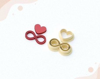 Taglierina per argilla Infinity Heart, taglierina per argilla polimerica, stampante 3D STL, 5 dimensioni, file STL digitale