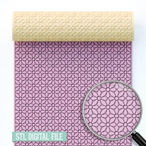 Flowers Texture Roller for Pottery, Clay Modeling (Digital STL File 100mm x 25mm)