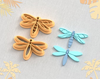 Dragonfly Pack Clay Cutter, Summer Clay Cutters, 5 Sizes, STL Earring, Digital STL File