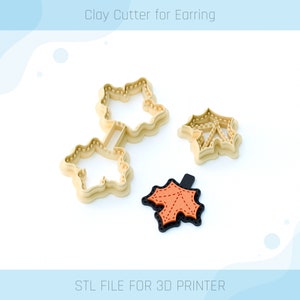 Maple Leaf Leather Keychain Clay Cutter, Stitch Keychain Cutters, 3 Größen, STL Ohrring, Digitale STL-Datei