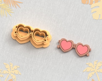 Heart Glasses Clay Cutter: Summer Earring STL File (5 Sizes)