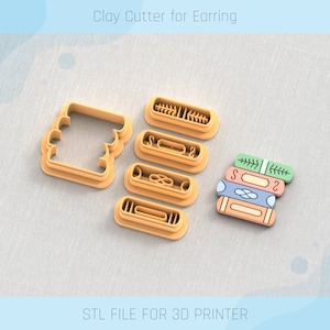 Book Stack Four Books Clay Cutter, Shelves Accessories, Bookshelf Clay Cutter, 3 Sizes, STL Earring, Digital STL File