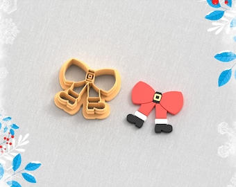 Santa's Ribbon Clay Cutter: Winter Earring STL File (Digital Download)