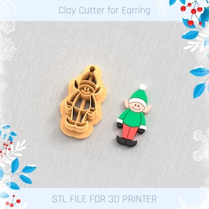 Elf Christmas Clay Cutter, Winter Earring Cutters, 5 Sizes, STL Earring, Digital STL File