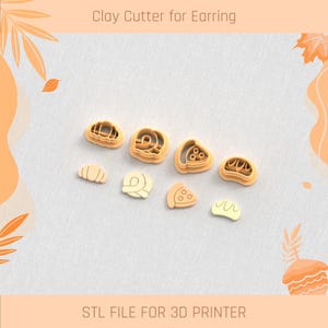 Bakery Clay Cutter-set: STL-bestand herfstoorbel (digitale download, 6 maten)