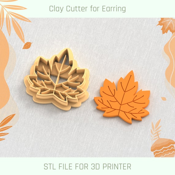 Sugar Maple Leaf Clay Cutter, Autumn Clay Cutter, 5 Sizes, STL Earring, Digital STL File