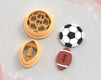 American Football and Soccer Ball Clay Cutter, Back to School Earring Clay Cutter, 6 Sizes, STL Earring, Digital STL File