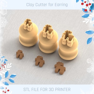 May include: Three 3D printed clay cutters shaped like reindeer, with three smaller reindeer cutouts. STL FILE FOR 3D PRINTER.