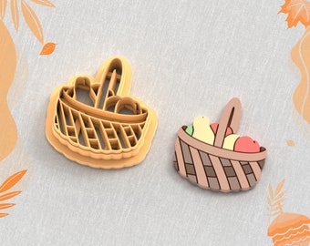 Basket with Autumn Fruits Clay Cutter, Autumn Clay Cutters, Fall Autumn Earring Clay Cutter, 5 Sizes, STL Earring, Digital STL File