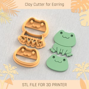 Frog Pack Clay Cutter, Summer Clay Cutters, 6 Sizes, STL Earring, Digital STL File