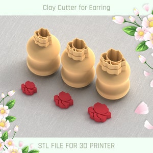 Valentine Rose Mini Clay Cutter 3 Sizes | Polymer Clay Cutters | Micro Cutters | Earring Making | Digital File