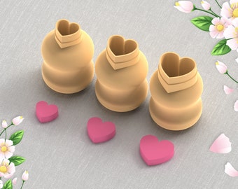 Miniaturowe serduszko walentynkowe Micro Valentine Clay Cutter 3 rozmiary | Formy do gliny polimerowej | Mikro formy | Tworzenie kolczyków | Plik cyfrowy