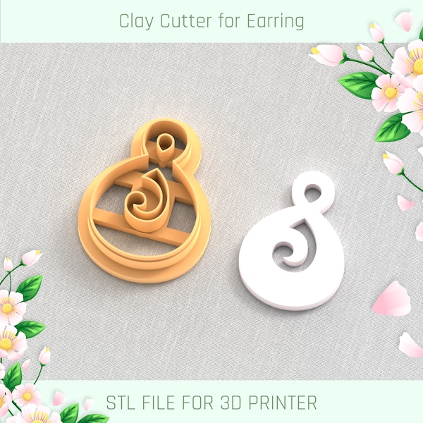 Tribal Earring D Clay Cutter, 6 Sizes, STL Earring, Digital STL File