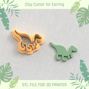 Velociraptor Dinosaur Clay Cutter, Dino Clay Cutter, 6 Sizes, STL Earring, Digital STL File