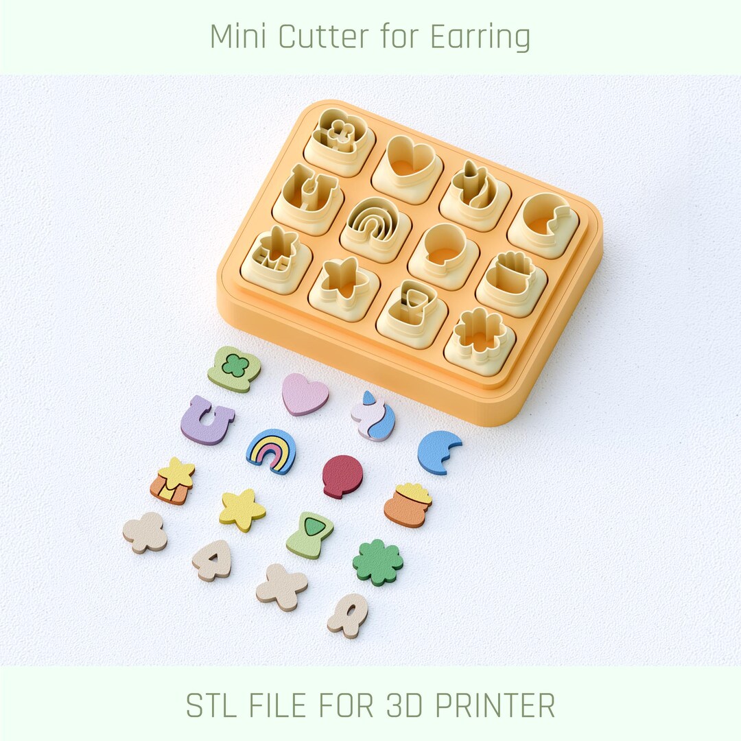 Mini Lucky Charm Pack Clay Cutter Set: Stud Earring Size (digital STL ...