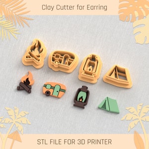 Camping Clay Cutter Set: Summer Earring STL File (6 Sizes)
