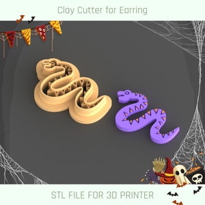 Snake Clay Cutter, Halloween Clay Cutter, 5 Sizes, STL Earring, Digital STL File