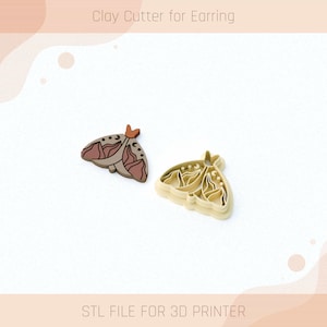 Mystic Moth, Polymer Clay Cutter, 3D Printer STL, 4 Sizes, Digital STL File