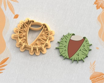 栗粘土カッター、秋の粘土カッター、5 サイズ、STL イヤリング