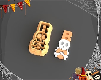 BOO with Skull Clay Cutter: Halloween Earring STL File, 5 Sizes (Digital Download)