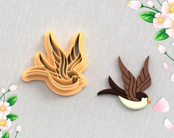 Sparrow Bird Clay Cutter: Earring DIY, 5 Sizes (Digital STL File)