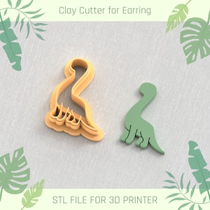 Brontosaurus Dinosaur Clay Cutter: Earring STL File (6 Sizes)