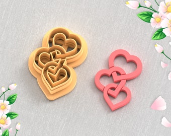 Intertwined Hearts Clay Cutter: Valentine's Day Earring STL (Digital STL File)