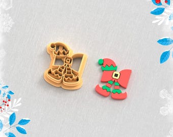 Kleisnijder elfenlint, winteroorbelstekkers, kerstkleistekkers, 5 maten, STL-oorbel, digitaal STL-bestand
