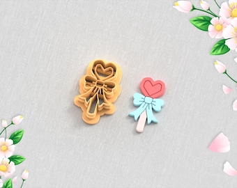 Lollipop Heart B Clay Cutter : Valentine's Day Earring STL File (Digital Download)