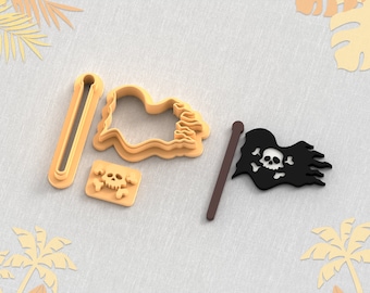 Pirate Flag Clay Cutter Set: Earring DIY, 5 Sizes (Digital STL File)