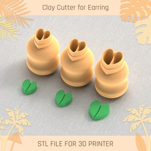 Tropical Leaf Mini Clay Cutter: Earring Making (Digital File)