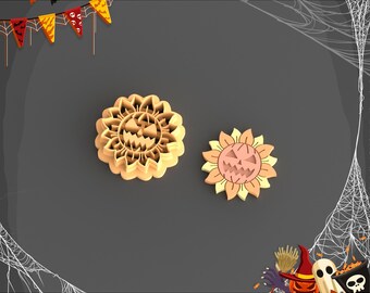 Creepy Sunflower Clay Cutter: Halloween Earring STL File, 5 Sizes (Digital Download)